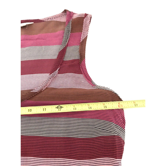 Fossil | Multi Stripe Silk Tank Womens Size XS Red Pullover Scoop Neck - Picture 4 of 7